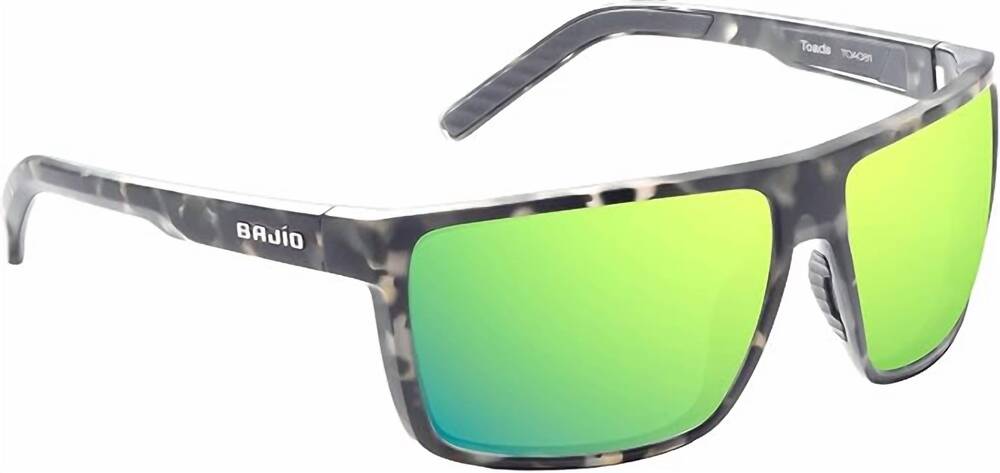 NEW BAJIO unisex toads polarized sunglasses in matte gray camo/ green mirror gla